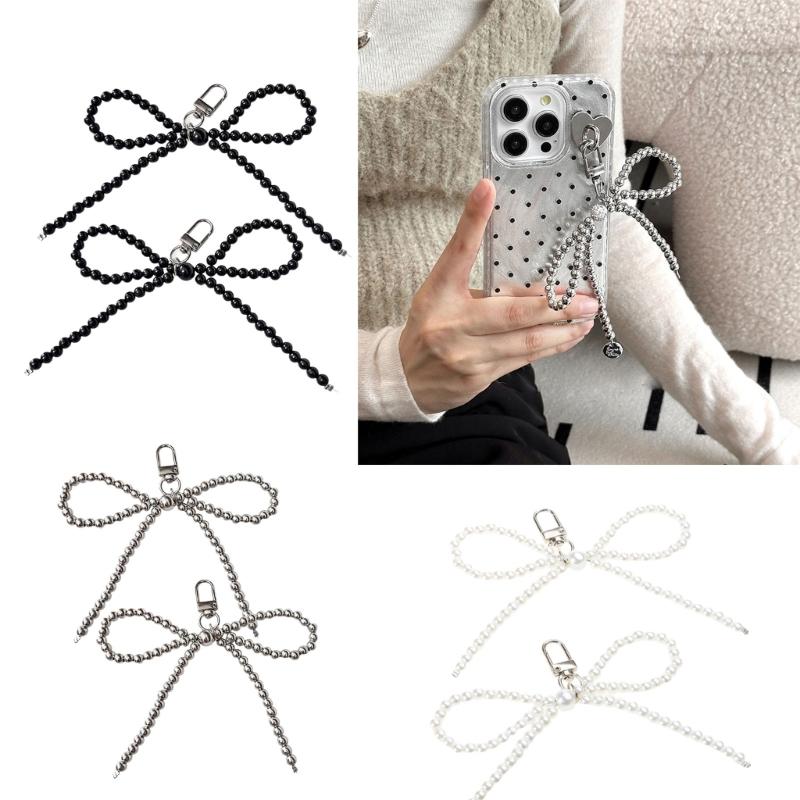 Bowknot Phone Charm Strap Keychain Phone Lanyard String Women Bag Pendant Gift