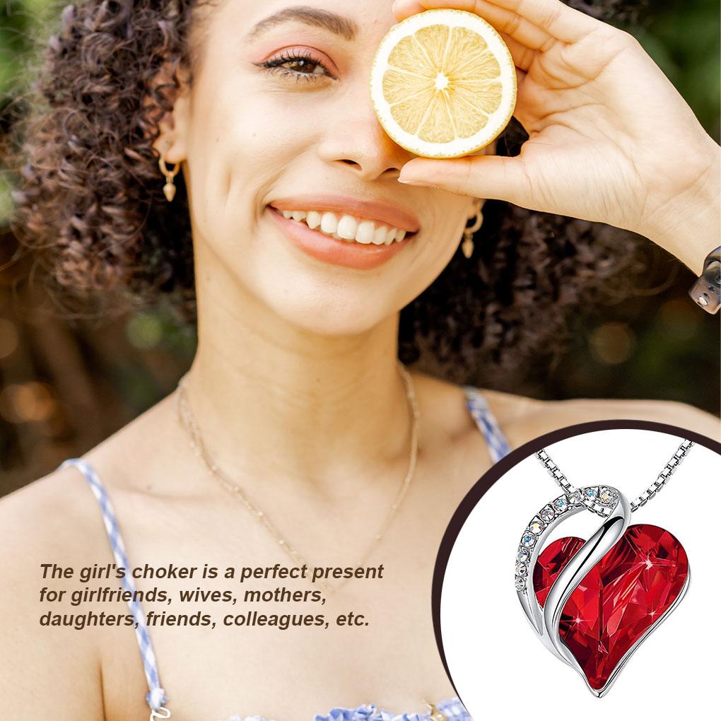 Women Heart Pendant Necklace Vintage Crystal Choker Costume Party Couple Neck Chain Jewelry Accessories Personalized Present