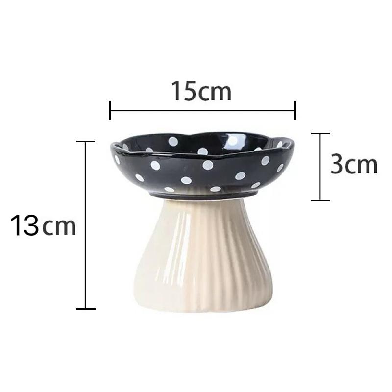 

Креативная миска для питомца в форме гриба, керамическая приподнятая миска для кошки, защищает шейные позвонки, товары для питомцев чёрный