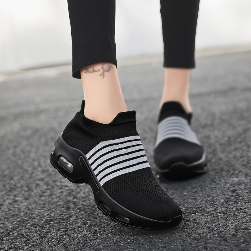 Women Slip on Walking Shoes Women Black Purple Pink Sneakers Elevator Platform Socks Shoes Women's Orthopedic Casual Shoes Plus Size 42 43