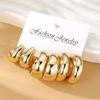 6Pcs Classic Geometry Glossy Ccb Silver Color Twists C Shape Hoop Earrings Set for Women Teens Vintage Daily Wear Ear Jewelry