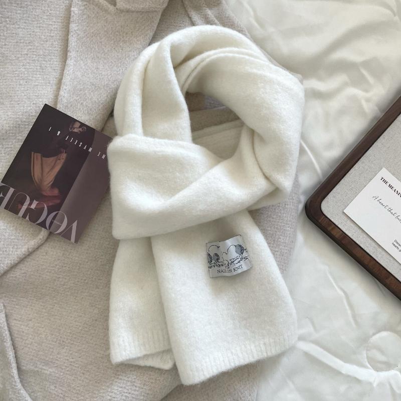 2026 New Korean Version Ins Solid Color Scarf Women's Winter Versatile Knitted Warm and Cold-proof Wool Couple Scarf Men