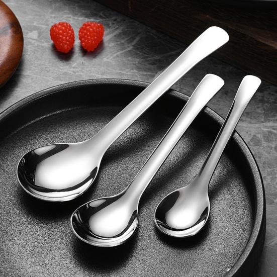 316 Stainless Steel Round Spoon with Deep Head Soup Ice Cream Spoon for Home Dishwasher Safe Rust-Proof Non-Slip Polished Camping Kitchenware