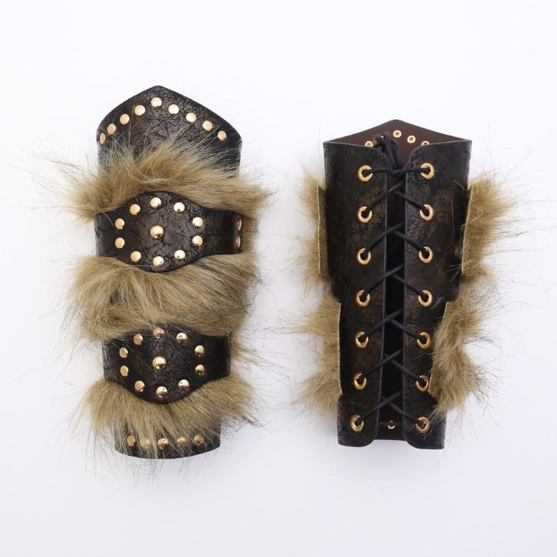 Historical Arm Guard Cosplay Arm Gauntlets Vintage Armband Knight Arm Guard Festival Costume PU Leather Arm Bracers