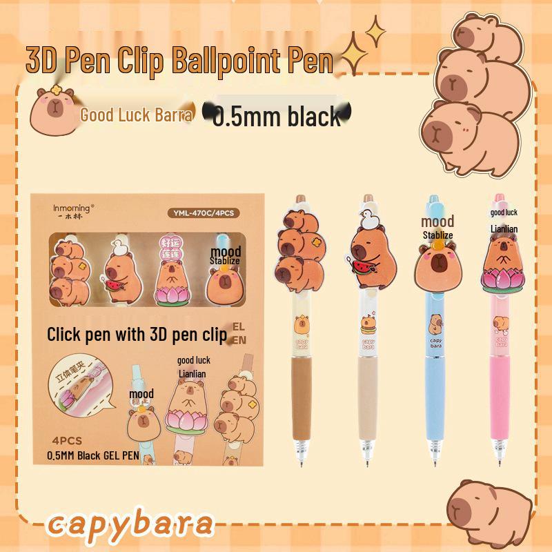 

Yimu Lin Quick-Dry 0.5 Gel Pen with Cute 3D Cartoon Clip and Push-Button Design for Good Luck 0.5mm