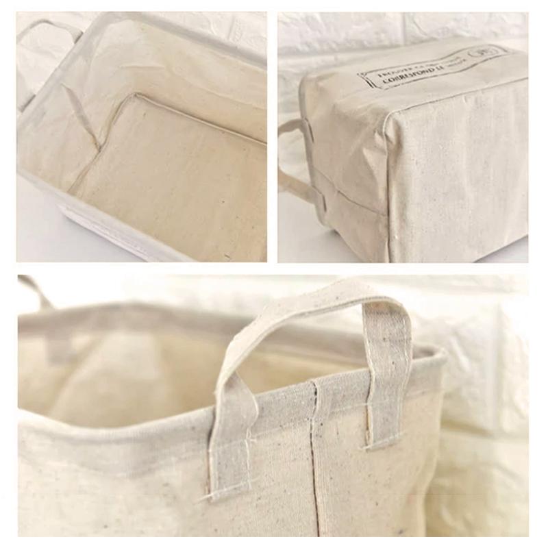 Simple Linen Storage Basket Cotton Linen Laundry Basket Foldable Desktop Sundries Organizer Closet Clothes Underwear Storage Box