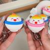 Egg Yolk Rice Clicker Keychain Toy Stress Relief Cartoon Rice Bowl Decompression Button Fidget Key Ring Bag Backpack Purse