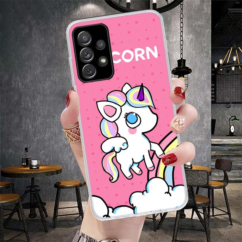 Pink Unicorn Rainbow Phone Case For Samsung Galaxy A12 A22 A32 A52 A72 A02S A51 A50S A71 A70 A31 A20S Note 20 Ultra S10 A10S Gal