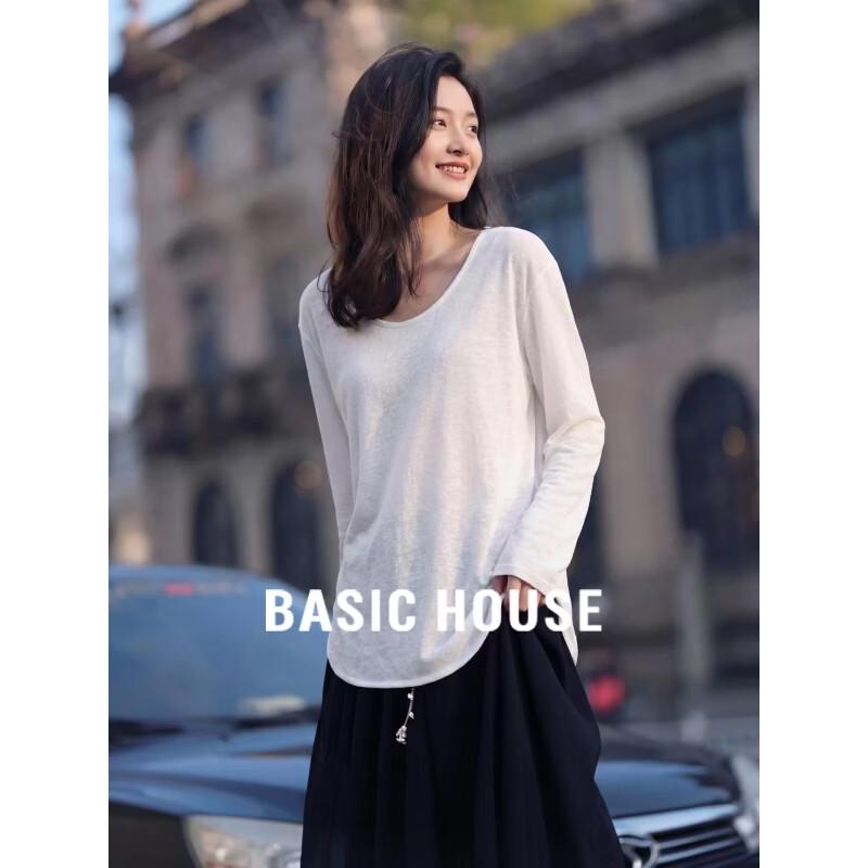 Basic House Women s Tencel Blend Long-Sleeve T-Shirt One Size