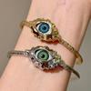 Exaggerated Aesthetic Devil'S Eye Metal Texture Bracelet For Women Cuff Bangles Jewelry Vintage Simple Eye Open Bracelets
