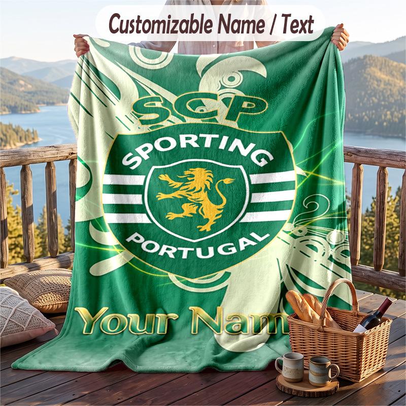 Flannel Blanket Sporting CP Print Custom Name Text Soft Throw for Sofa Bed