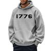 1776 Bedruckter Buchstaben Hoodie Herren und Damen Übergröße Herbst und Winter Gefütterter Lockerer Pullover Einfach Großzügig Herrenbekleidung Bequem Lässig