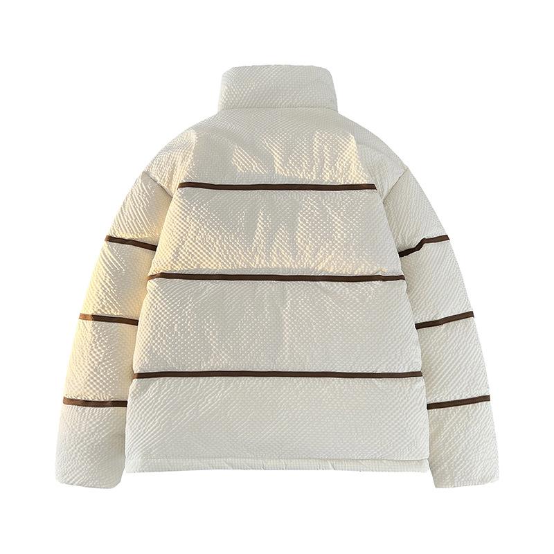 Fashion trendy striped versatile 90 white duck down down jacket for men and women, casual warm jacket