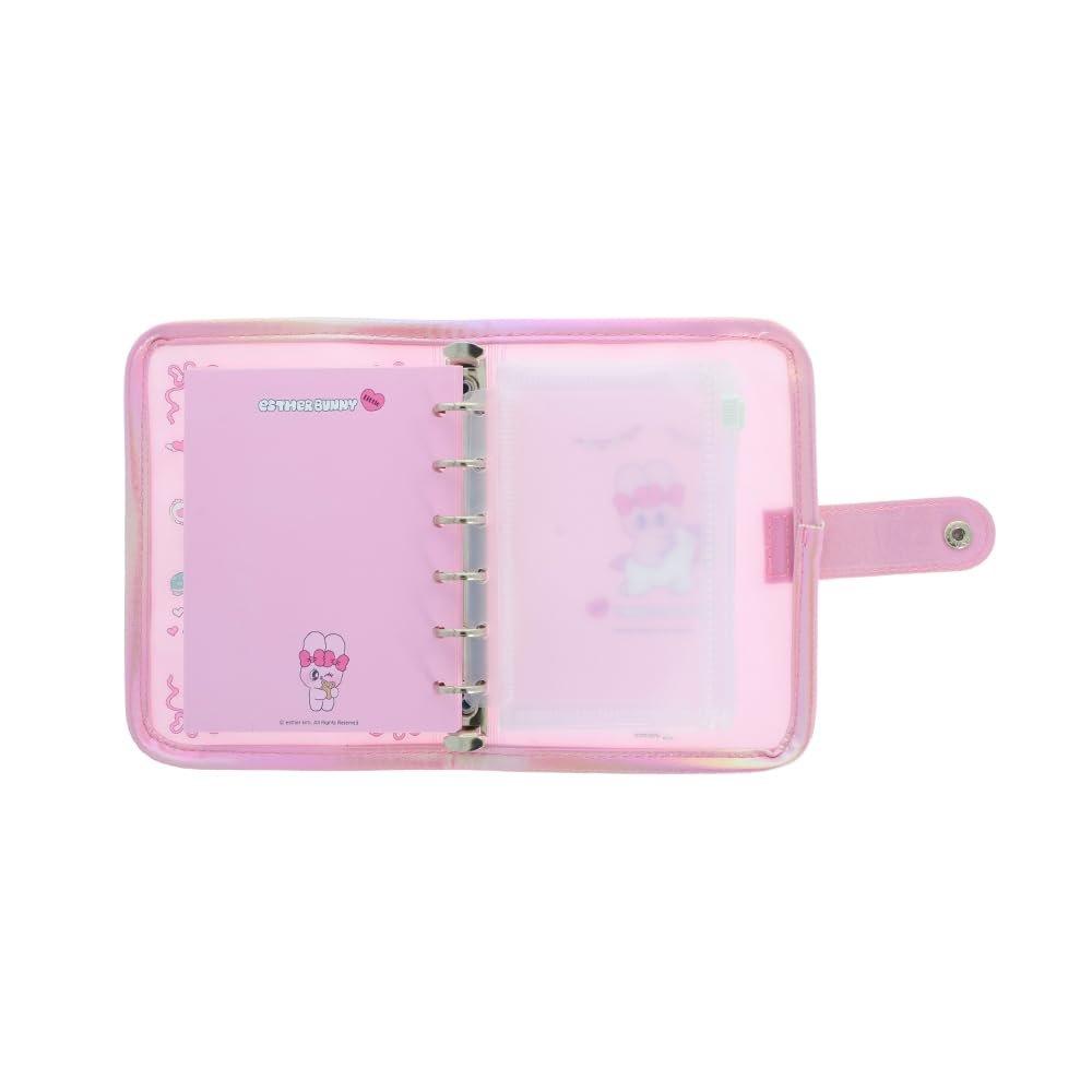 Sun-Star Stationery Esther Bunny Sticker Binder Pink S8821666 Cute Character Sticker Book Organizer with Clear PVC Cover