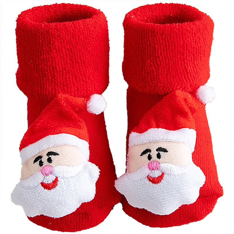 Christmas Infant Non-Slip Cotton Socks: Thick Terry Fruit Doll Design for Newborns