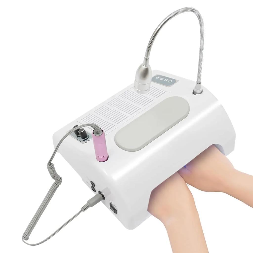 5-in-1 Professional Nail Vacuum Dust Extractor 30000 RPM 40W Electric Nail Drill with 48W/96W UV LED Nail Lamp