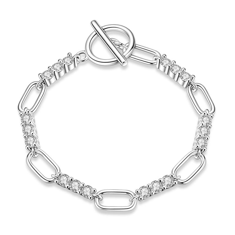 925 Silver Sparkling Fashion Zircon Spherical Heart-Shaped Snake Bone Bracelet For Women Fashion Birthday Jewelry Gifts
