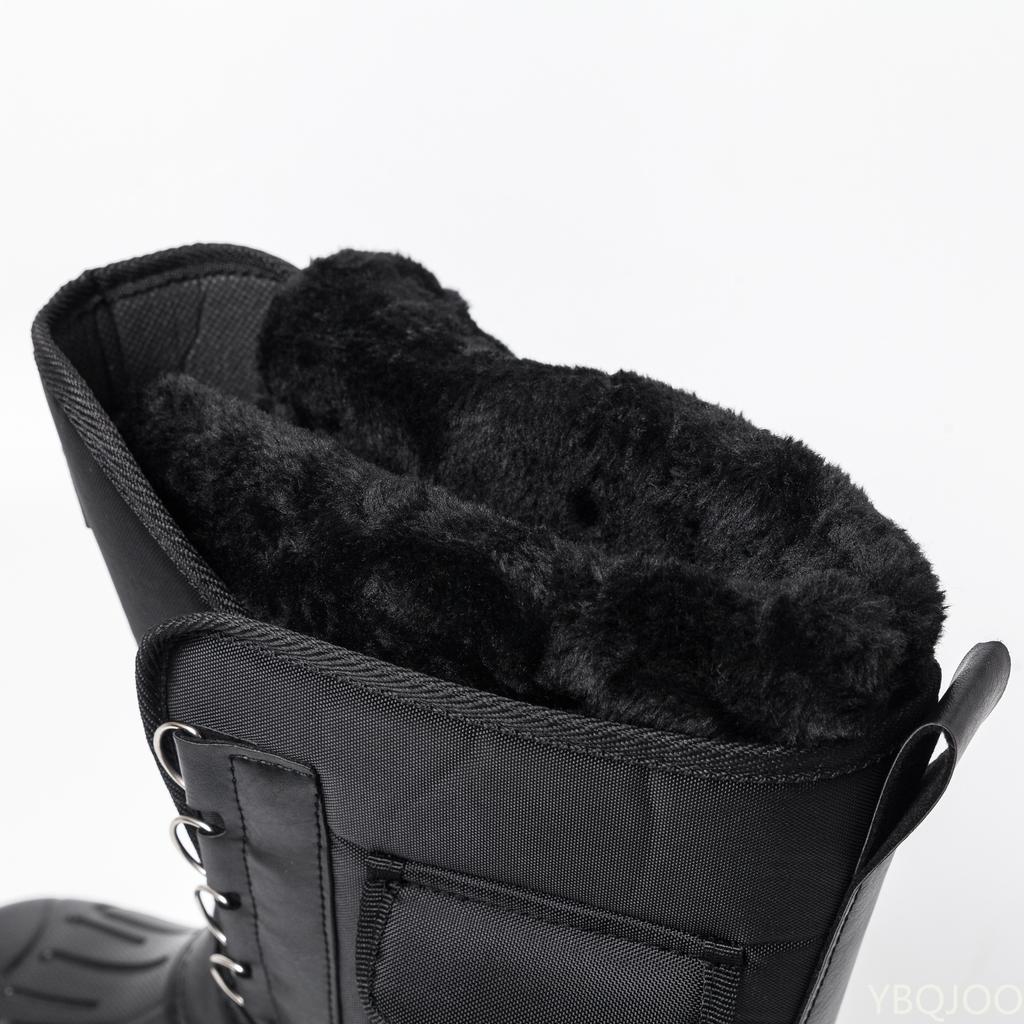 Módní Zimní Sněhule Pánské Boty do Deště Protiskluzové Vodotěsné S Kožešinou Plyšové Teplé Pánské Ležérní Poloviční Holínky Teplé Nadýchané Pracovní Rybářské Boty