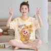 2026 Cotton Kids Pajama Set Girls Short Sleeve Shorts Sleepwear Cartoon Print Lightweight Home Wear