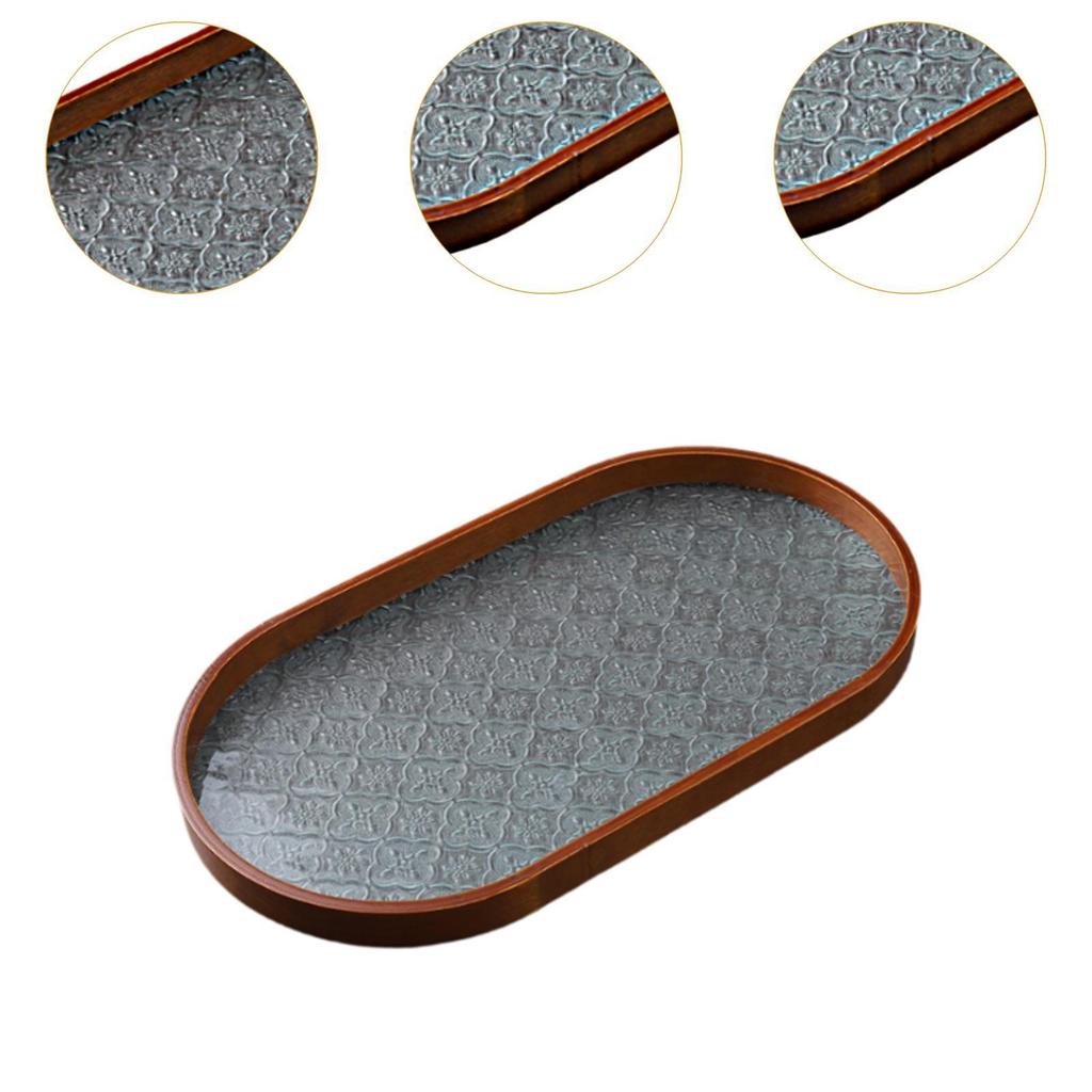 Wood Serving Tray Glass Desk Organizer Jewelry Storage Holder Wooden Trays for Eating for Bathroom Household Desk Tea Room Party