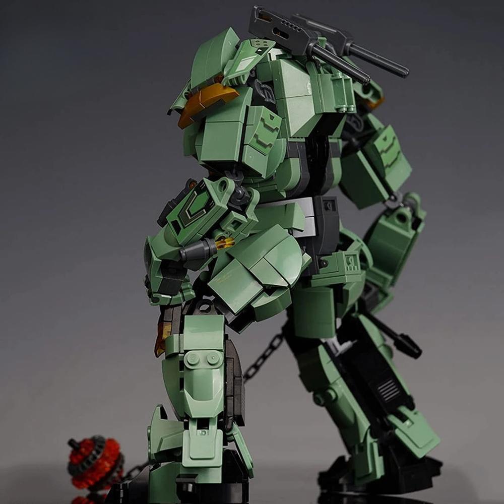 542st Green Warrior Robot Med Kedjehammare Byggstenar Leksaker, Robot Battle Armor Montering Pedagogiska Leksaker(Ingen låda)