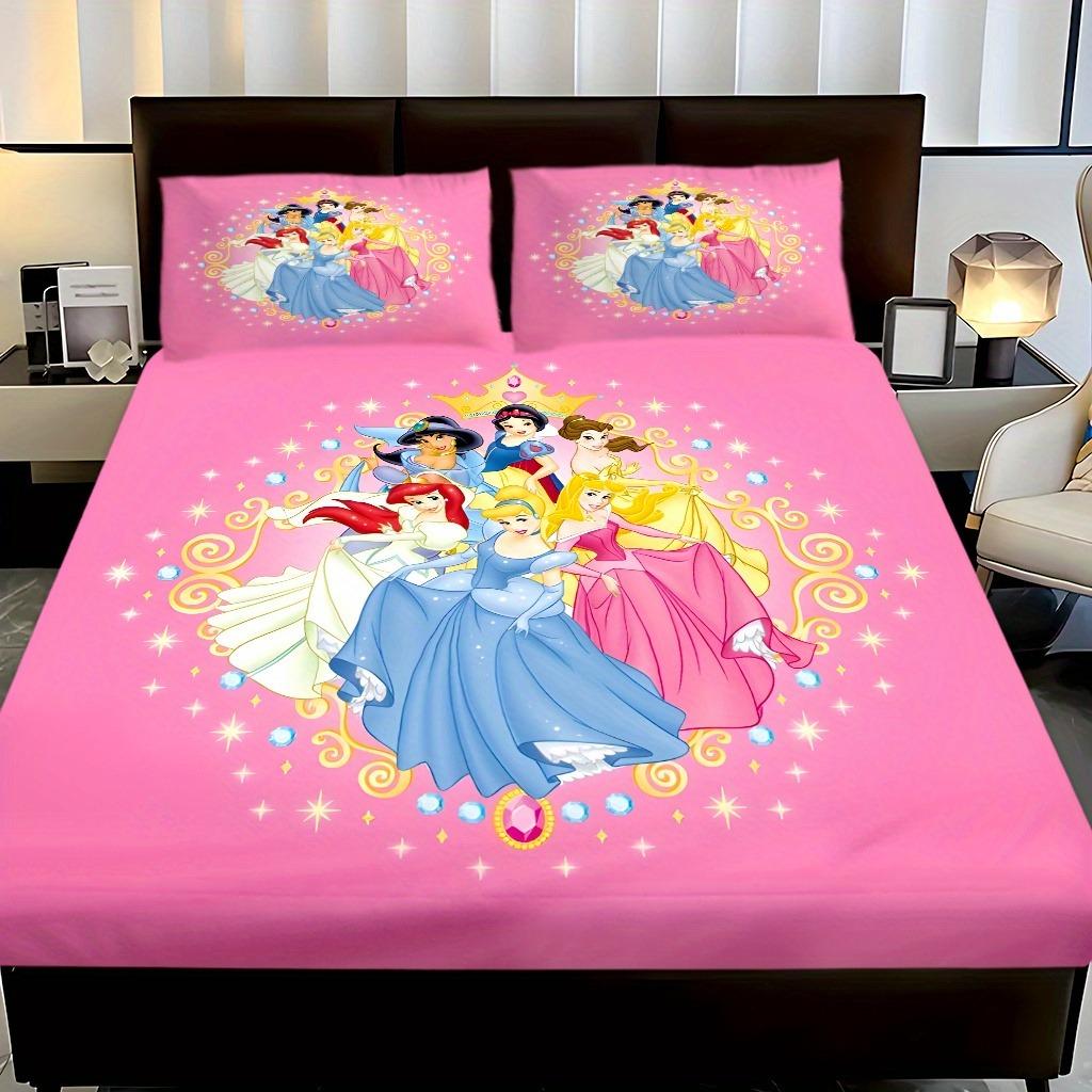 Princess Series Snow White, Printed 2/3Pcs Fitted Sheet Bedding Set  With Pillowcase Suitable For Children And Adults Comforte