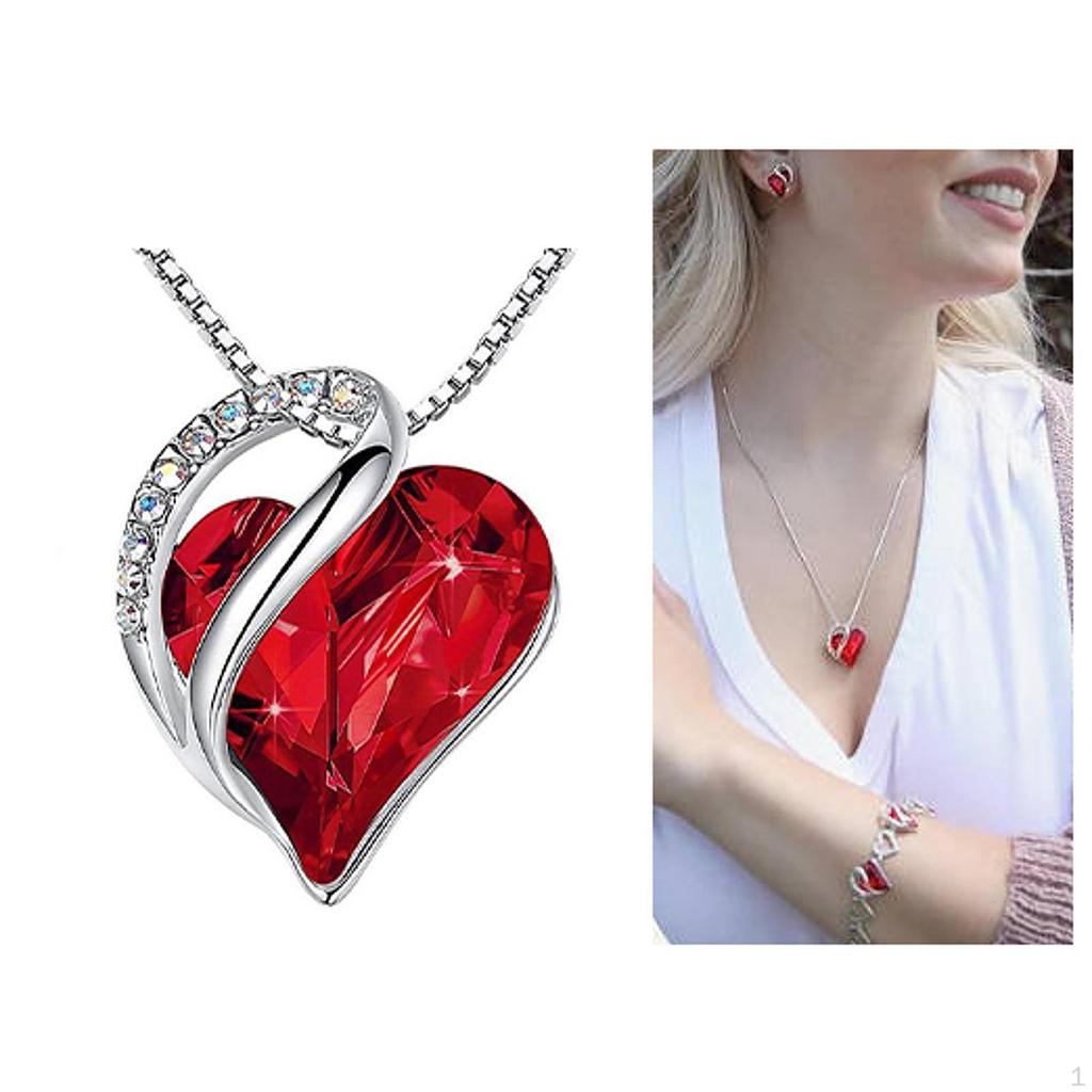 Love Heart Pendant Necklace Jewelry for Anniversary Birthday Gifts Wife