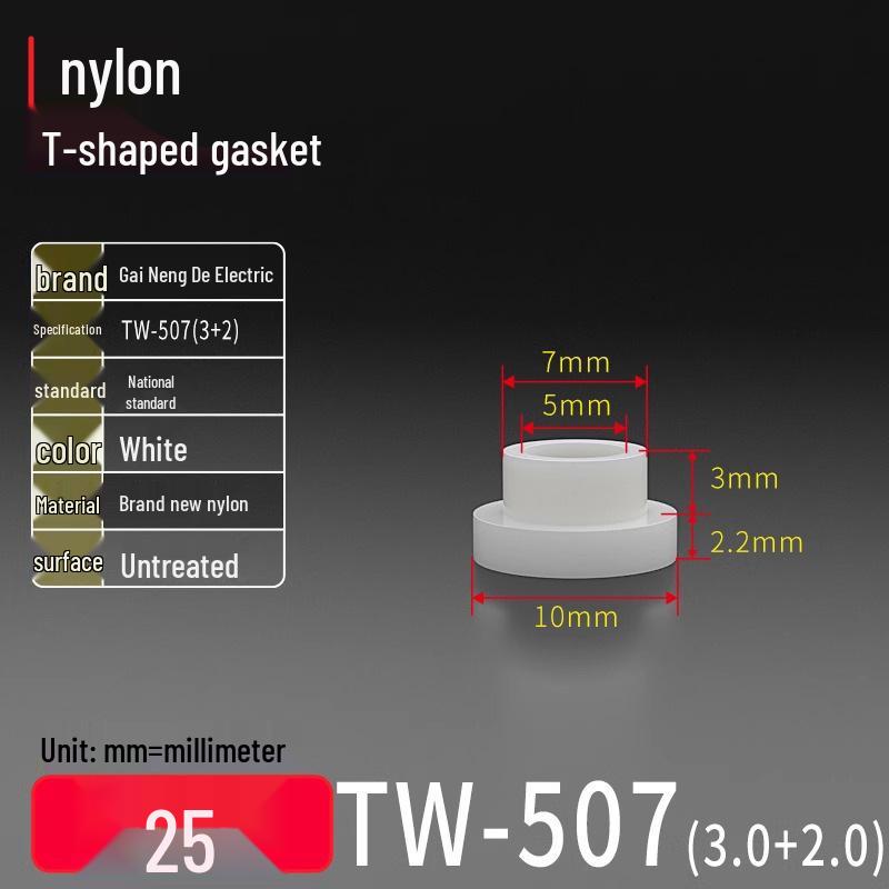 T-shaped Nylon Gasket Ring Screw Shaft Sleeve, Round Concave-Convex Insulation Pad, M2-M35