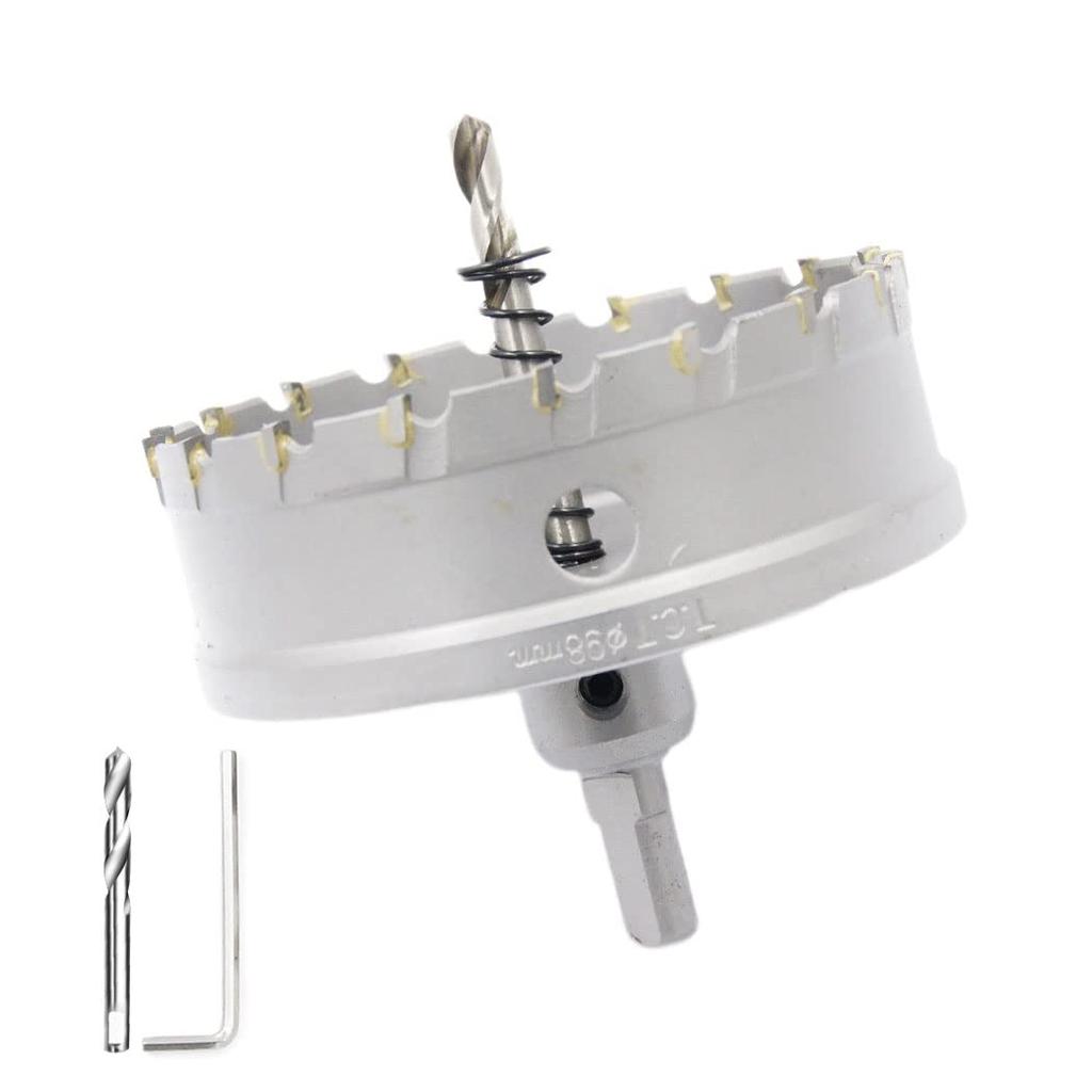 LAIWEI Carbide Hole Cutter with Stainless Steel Twist Drill Bit, Sharper and More Durable, 98mm Cutting Diameter