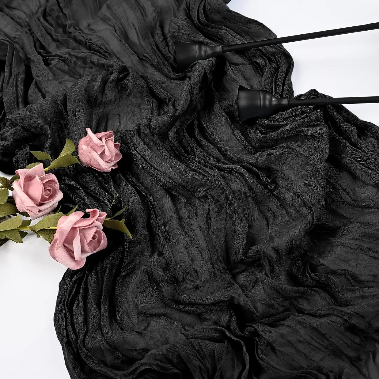 

Марлевий Столовий Раннер Декор для Обіднього Столу 90*300СМ Рустик Кантрі Бохо Пляжне Весілля Вечірка Декор Столу Різдвяні Столові Раннери 90cmx300cm чорний