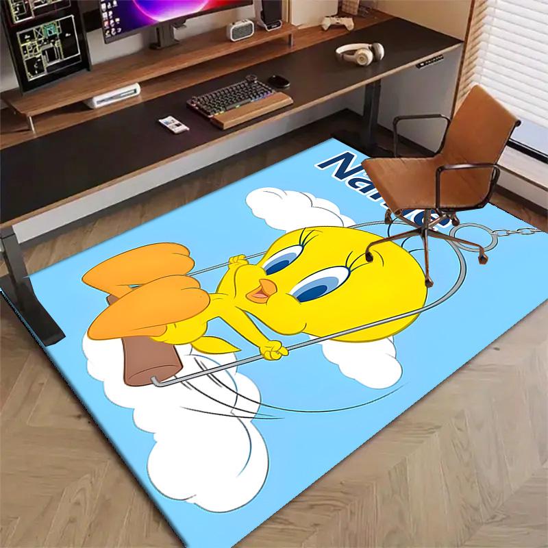 Custom Tweety Mat Personalized Name, Polyester Washable Indoor Entryway Rug, Gift for Christmas, Easter, Thanksgiving Day