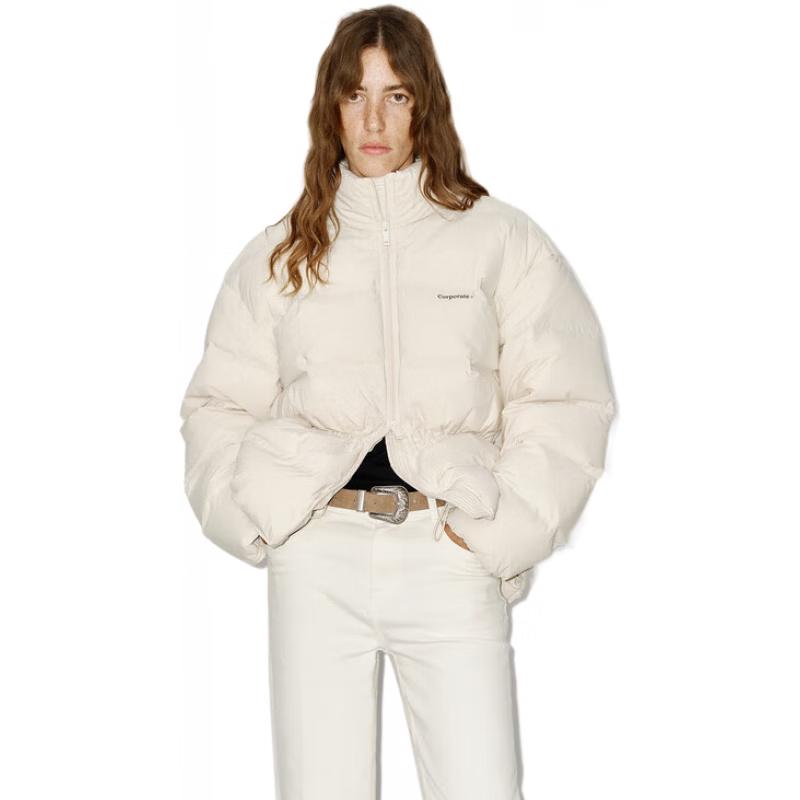 

MO&Co. Women s High-Waist Puffy Down Jacket with Cinch Waist M