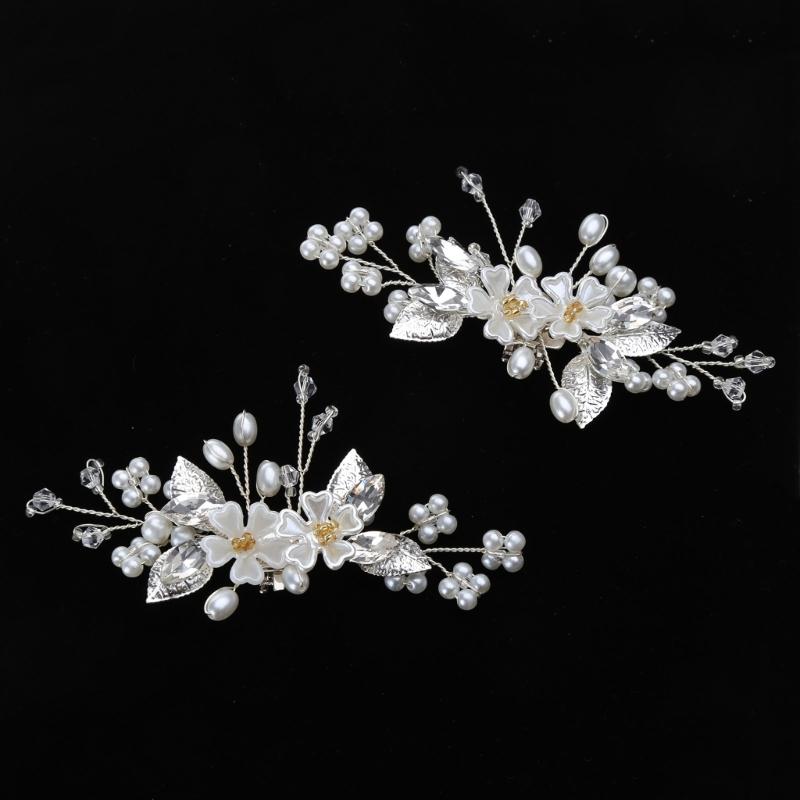 2PCS Crystal Shoe Clips Wedding Bridal Shoe Buckles Rhinestones Shoe Flowers for Party Decoration Wedding Craft Acces