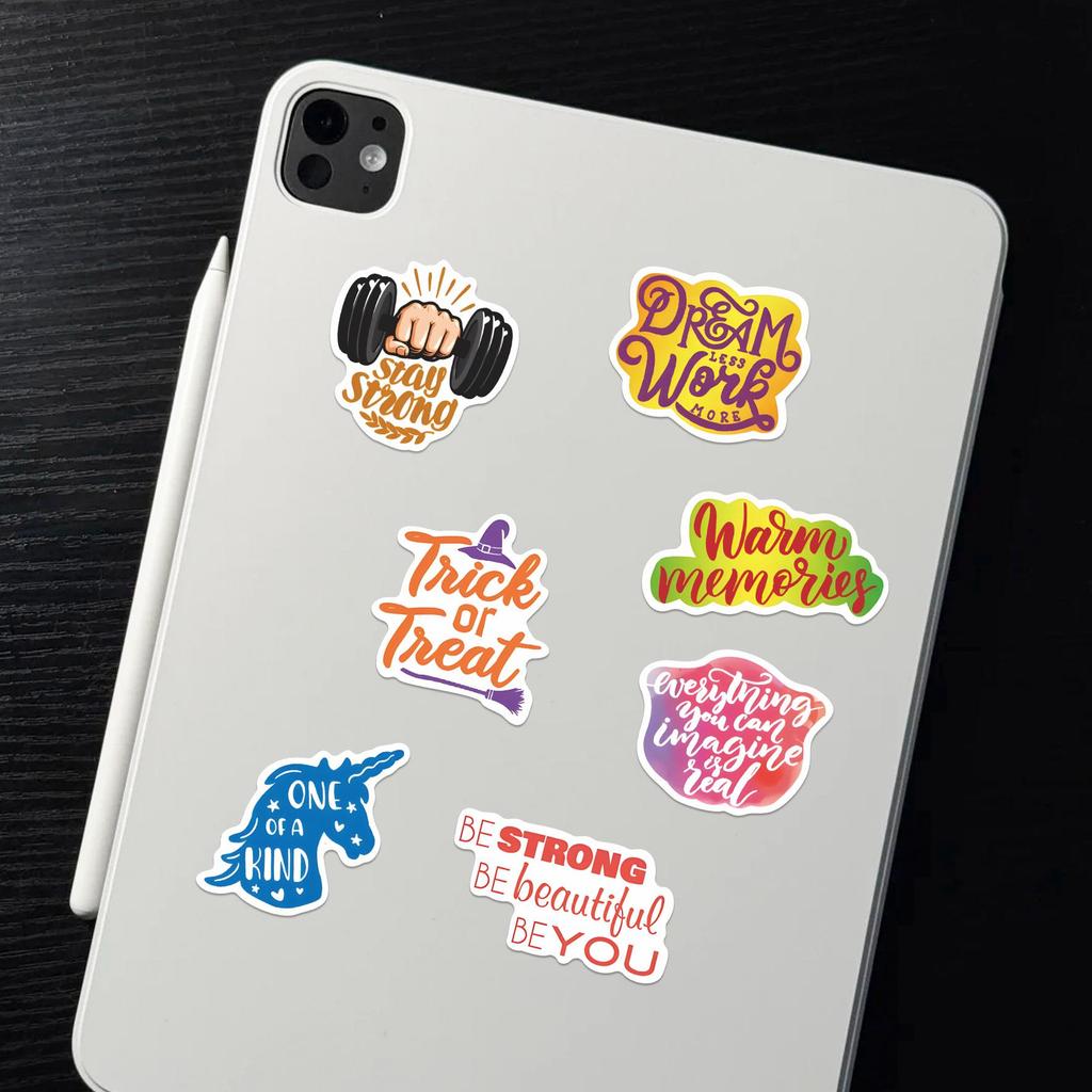 50pcs Motivational English Slogan Graffiti Stickers for DIY Notebooks & Luggage