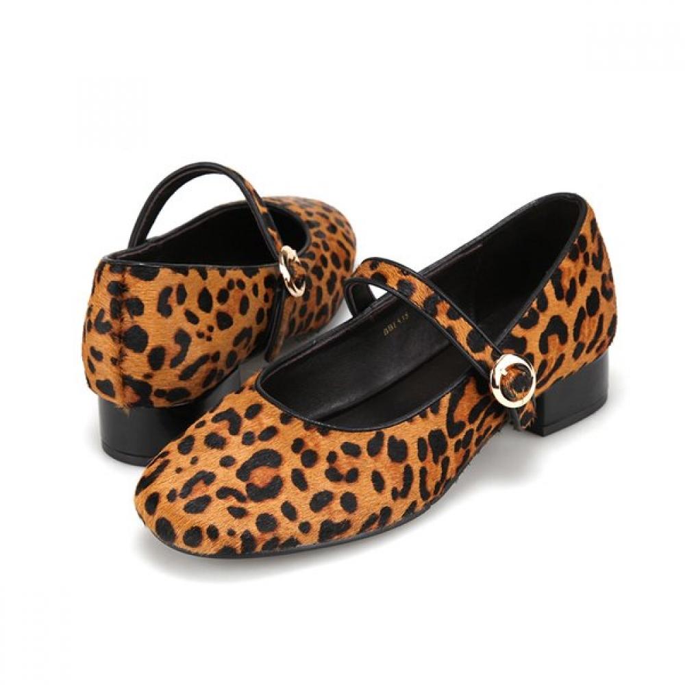BARBARA Leather Suede Leopard Mary Jane Pumps Bbi535cm