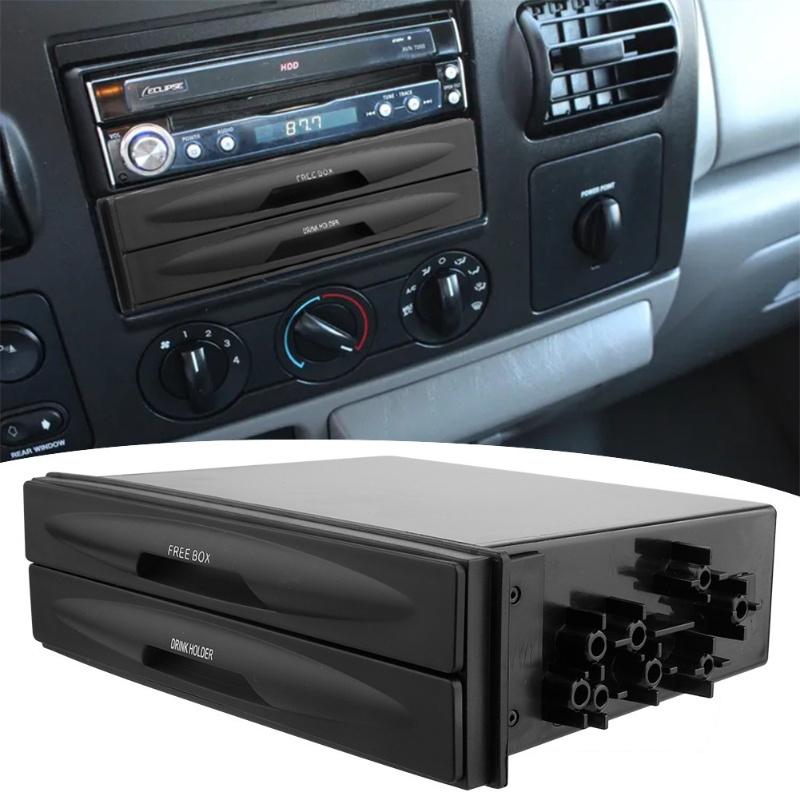 plastic car storage box universal car radio pocket and beverage rack dual Din car storage - compatible with various models