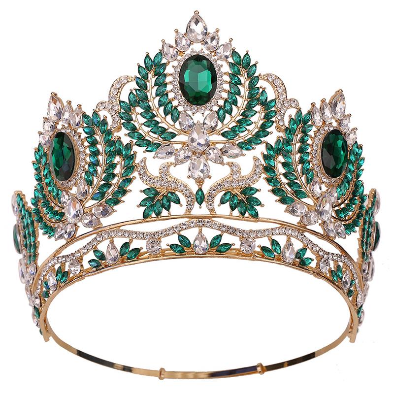 Baroque Big Diadem Rhinestone Crystal Tiaras for Queen Bridal Wedding Head Jewelry Large Crown Pageant Bride Headwear