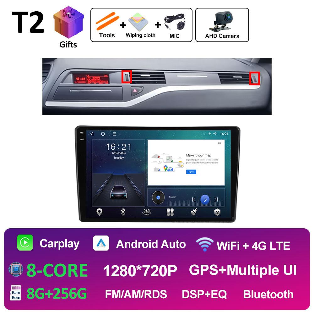 GPS Navigation Android 14 For Citroen C5 2008 2009 2010 2011 2012 2013 - 2017 Car Multimedia Radio Video Player QLED IPS Screen