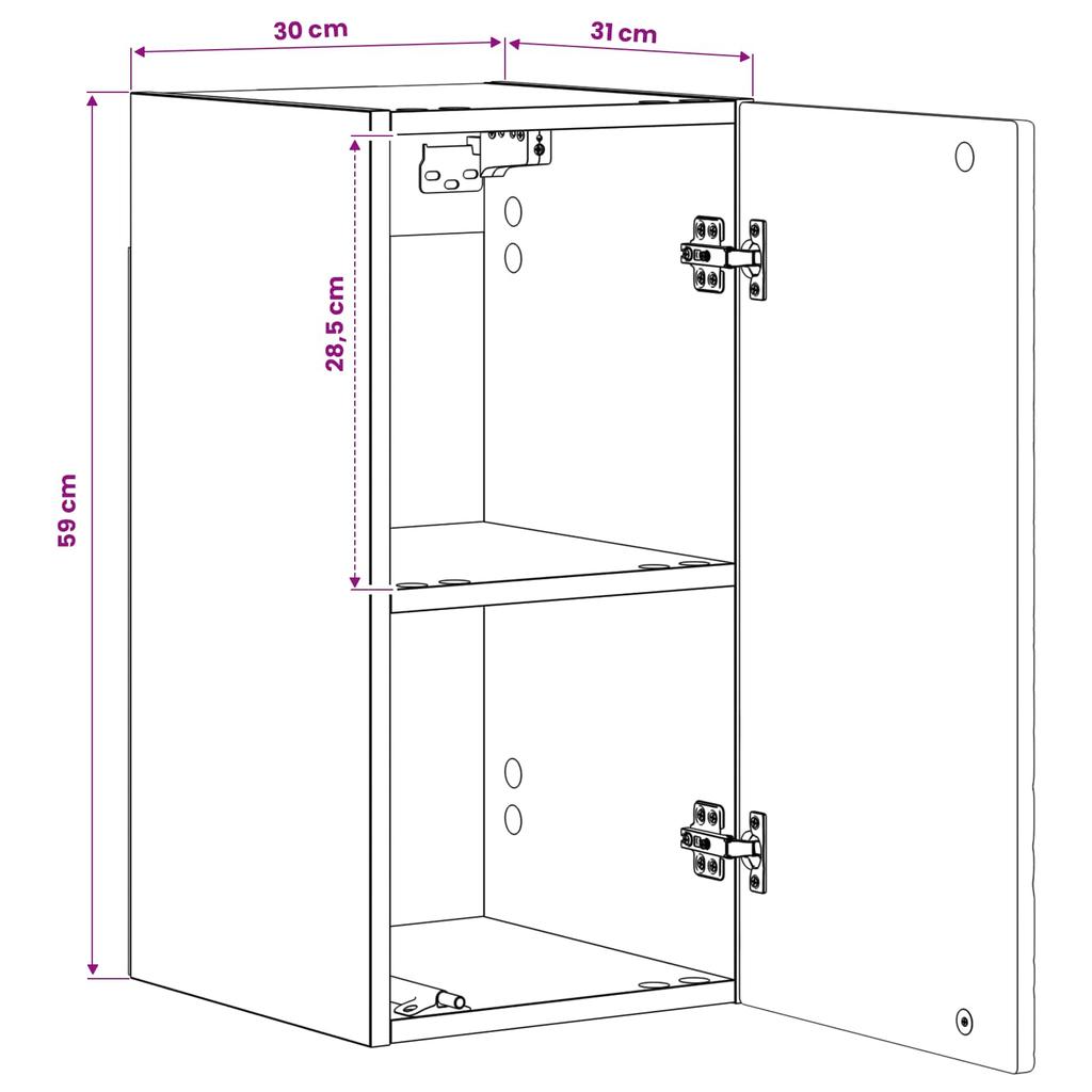 Bathroom Wall Cabinet DELFT High Gloss White 30 X 31 X 59 Cm