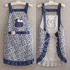 Cute Korean Style Anti-Oil Breathable Cotton Apron For Women Home Kitchen Cooking Breathable Wear Apron Floral Apron