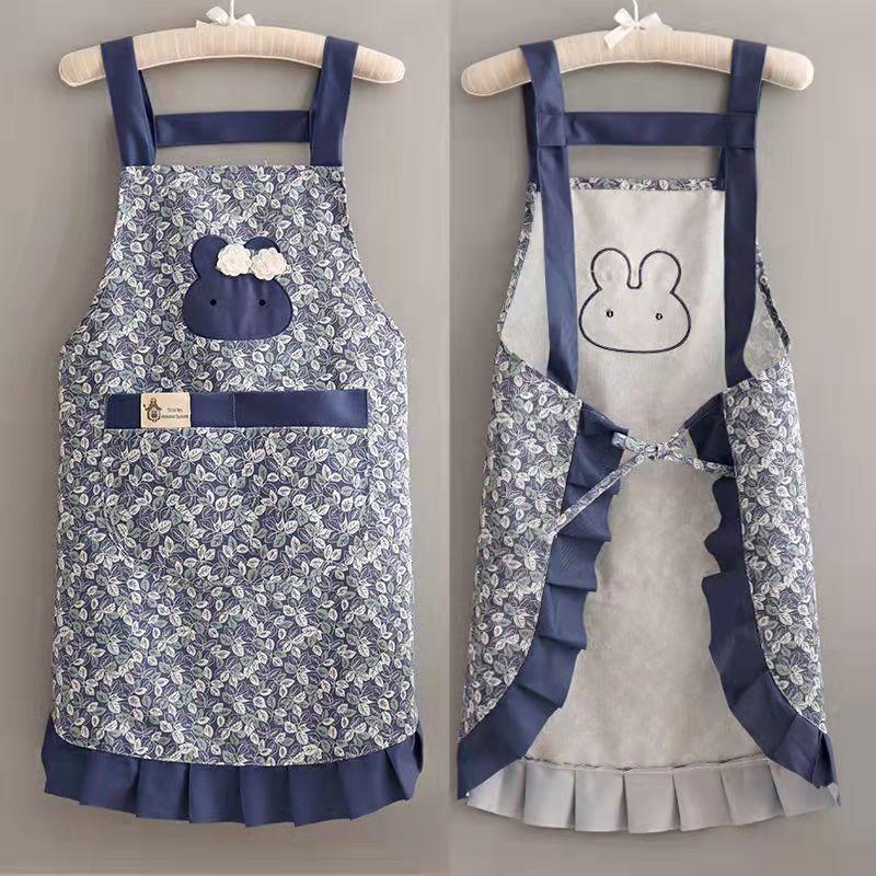 Cute Korean Style Anti-Oil Breathable Cotton Apron For Women Home Kitchen Cooking Breathable Wear Apron Floral Apron