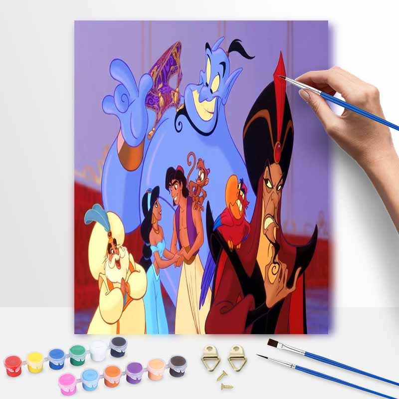 Disney Oil Painting Kit Painting Aladdin Characters Home Bedroom Wall Decor Gift