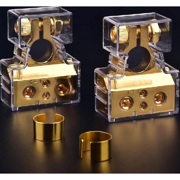 Battery Terminal Connectors, 0/2/4/6/8/10 AWG Battery Terminals, Heavy Duty Car Battery Terminal, Top Post Multiple Marine Superior Connectivity Long