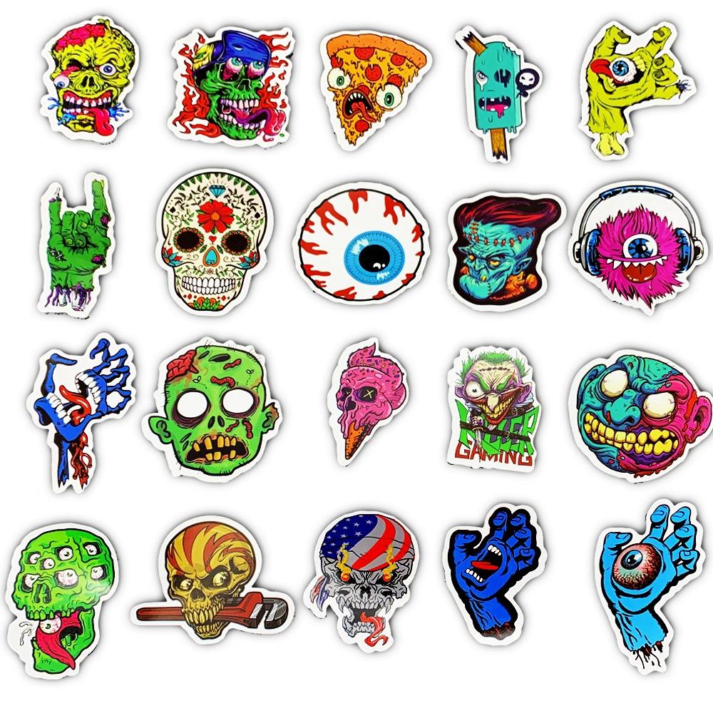 50 Horror Series Skull Removable Motorcycle Skateboard Trolley Case Notebook Guitar Waterproof Stickers