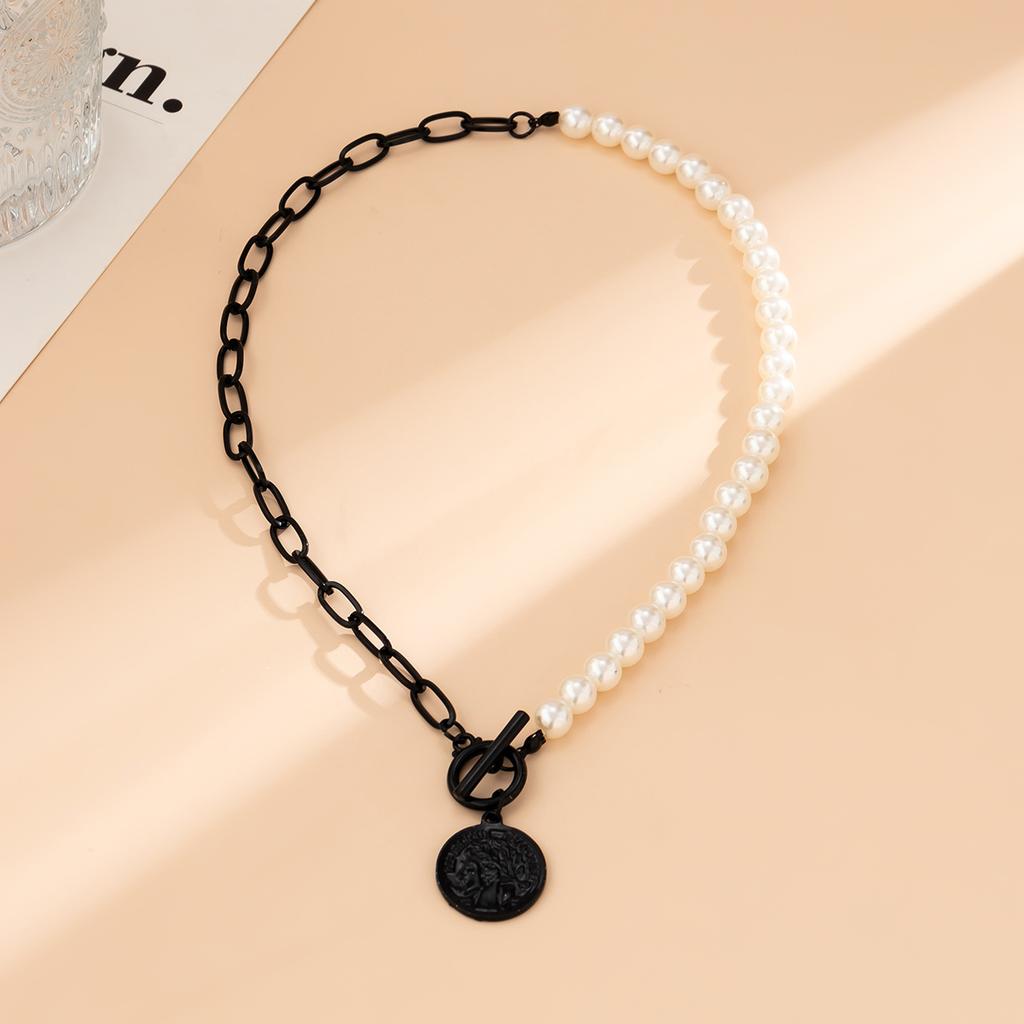 Jewelry, Sweet and Cool Spray Paint Asymmetrical Imitation Pearl Necklace, Simple Star-shaped Multi-layer Chain Necklace for Women