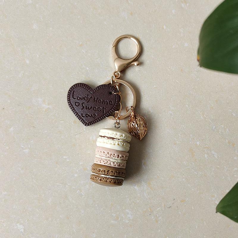 Neuer Kuchen Schlüsselanhänger Mode Auto Schlüsselanhänger Damen Tasche Anhänger Zubehör Frankreich Kuchen Macarons mit Eiffelturm Schlüsselanhänger Geschenk Schmuck