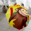 Custom Name Curious George Theme Automatic Umbrella, Lightweight & Portable, 8 Rib, Perfect for Outdoor Travel, Birthdays, Christmas, Gifts.
