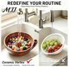 All In One Washing And Draining Bowl Ceramic Berry Swirl Bowl, Self Spinning Fruit Vegetable Cleaner with Healthy Kitchen Essentials for Produce