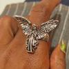 Vintage Punk Distressed Angel Couple Ring Gothic Geometric Angel Five Finger Rings Hip Hop Hyperbole Anime Ring Jewelry