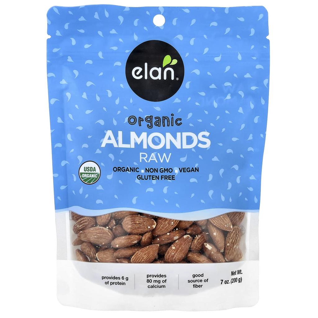 Elan, Organic Almonds, Raw, 200g (7oz)
